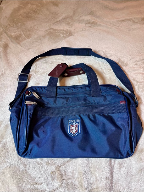 Adolfo Other - Adolfo Navy Blue Crossbody Messenger Bag with Leather Accents